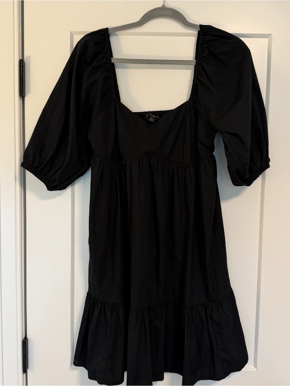 Banana Republic Black Puff Sleeve Square Neck Mini Dress